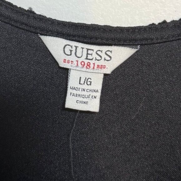 GUESS Black Crochet Overlay Sleeveless Tank Dress with Side Drawstring – Size L - Picture 6 of 7